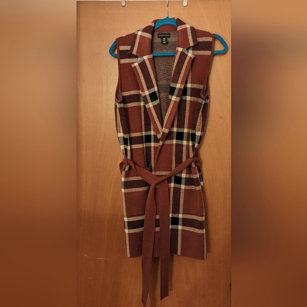 Plaid Cardigan Wrap e/ belt